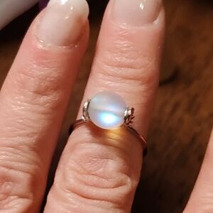 Frosted Aura Quartz Mystic Ring Size 7 Handcrafted